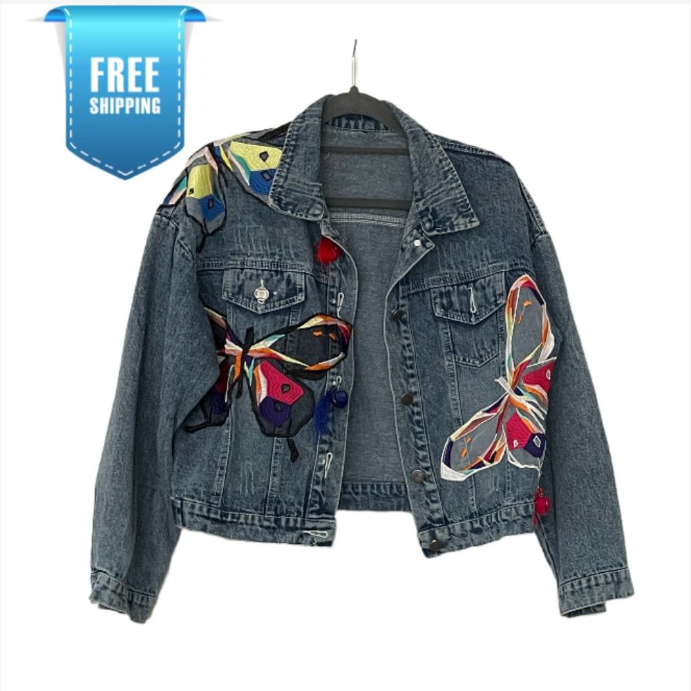 Womens  Handmade Denim Jean Jacket - Small to Medium